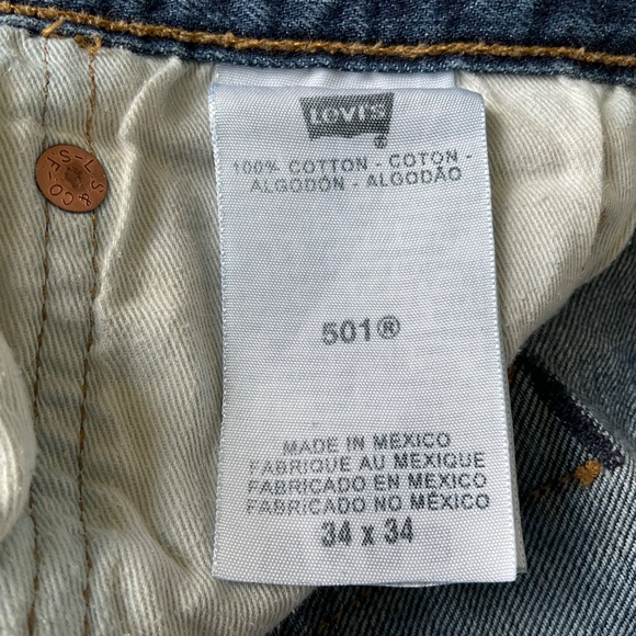 Levi’s 501 Jeans Mid-Blue 100% Cotton Denim Button Fly 34 x 34 - Picture 13 of 15